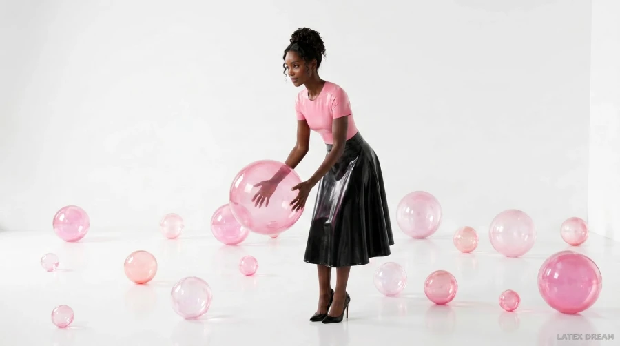 Sia in pink black latex sphere studio, AI-generated fashion visual 7