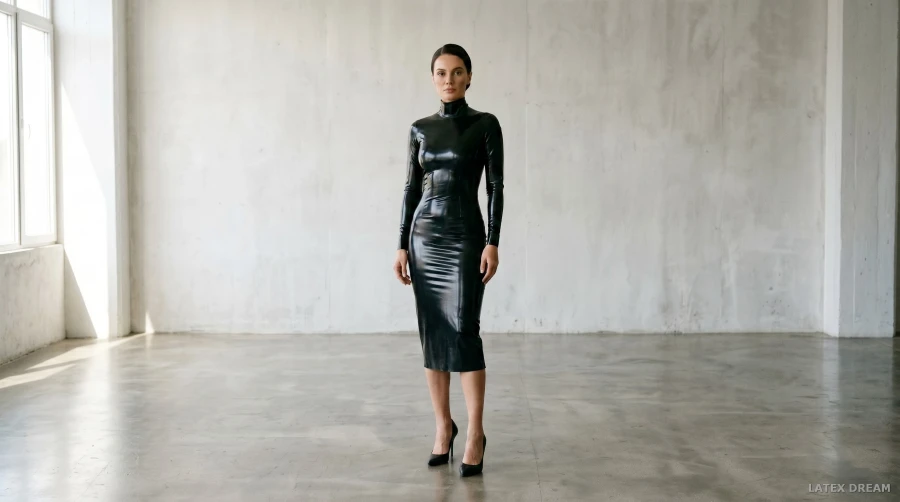Mira · Black Latex Dress Study