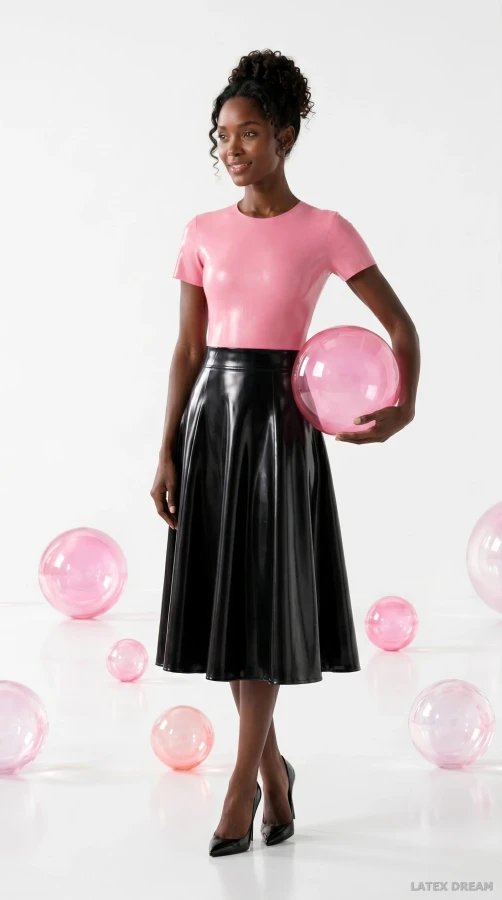 Sia in pink black latex sphere studio, AI-generated fashion visual 8