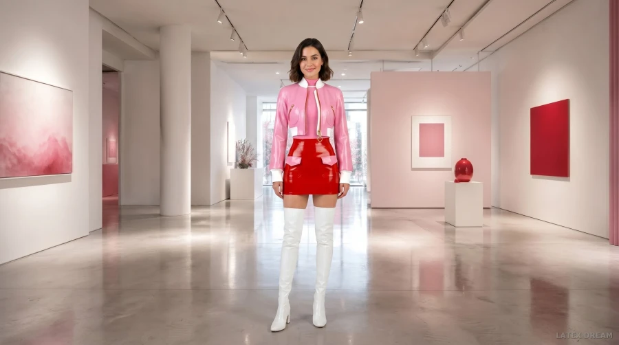 Clara in gloss gallery latex, AI-generated fashion visual 4