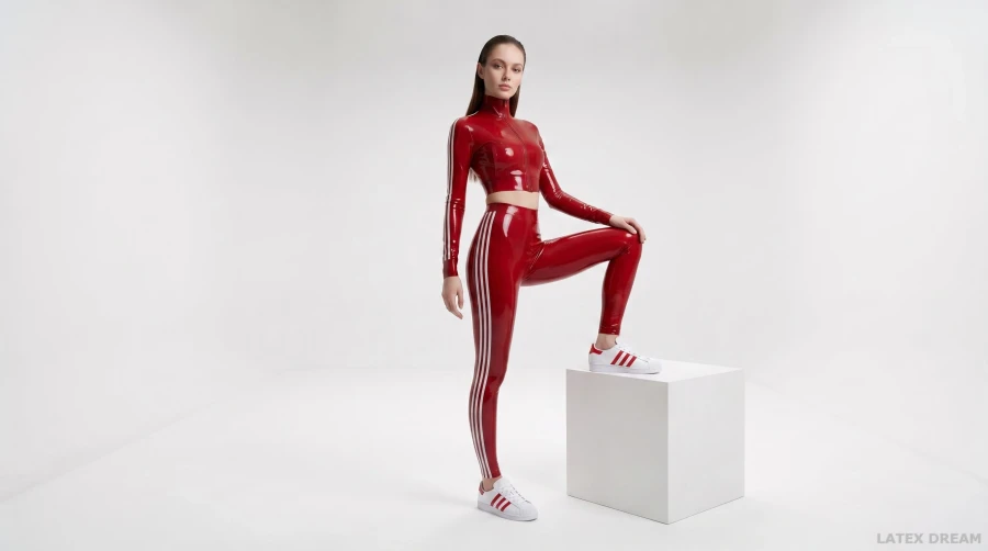 Lunea · Cherry Red Latex Sports Luxe Editorial