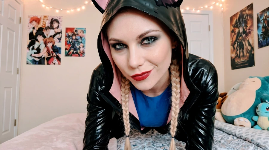 Mia in latex gamer girl room, AI-generated fashion visual 2
